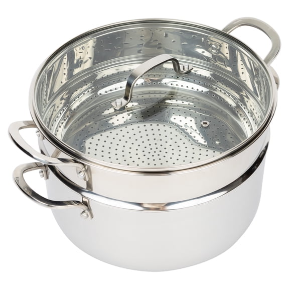 CoreClad 5-Quart Tri-Ply Stainless Steel Casserole with Steamer, Induction Ready