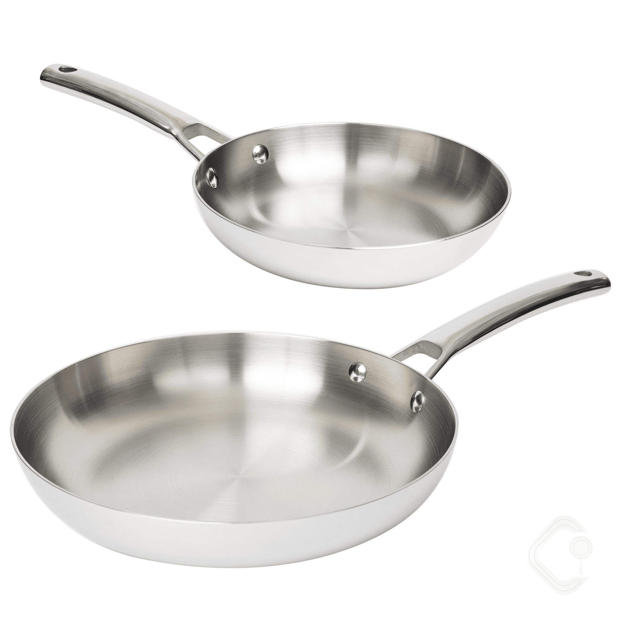 CoreClad 2PC Tri-Ply Stainless Steel Skillet Set, Induction Ready