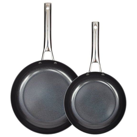 CoreClad 2PC Tri-Ply Stainless Steel Ceramic Nonstick Skillet Set, Induction Ready