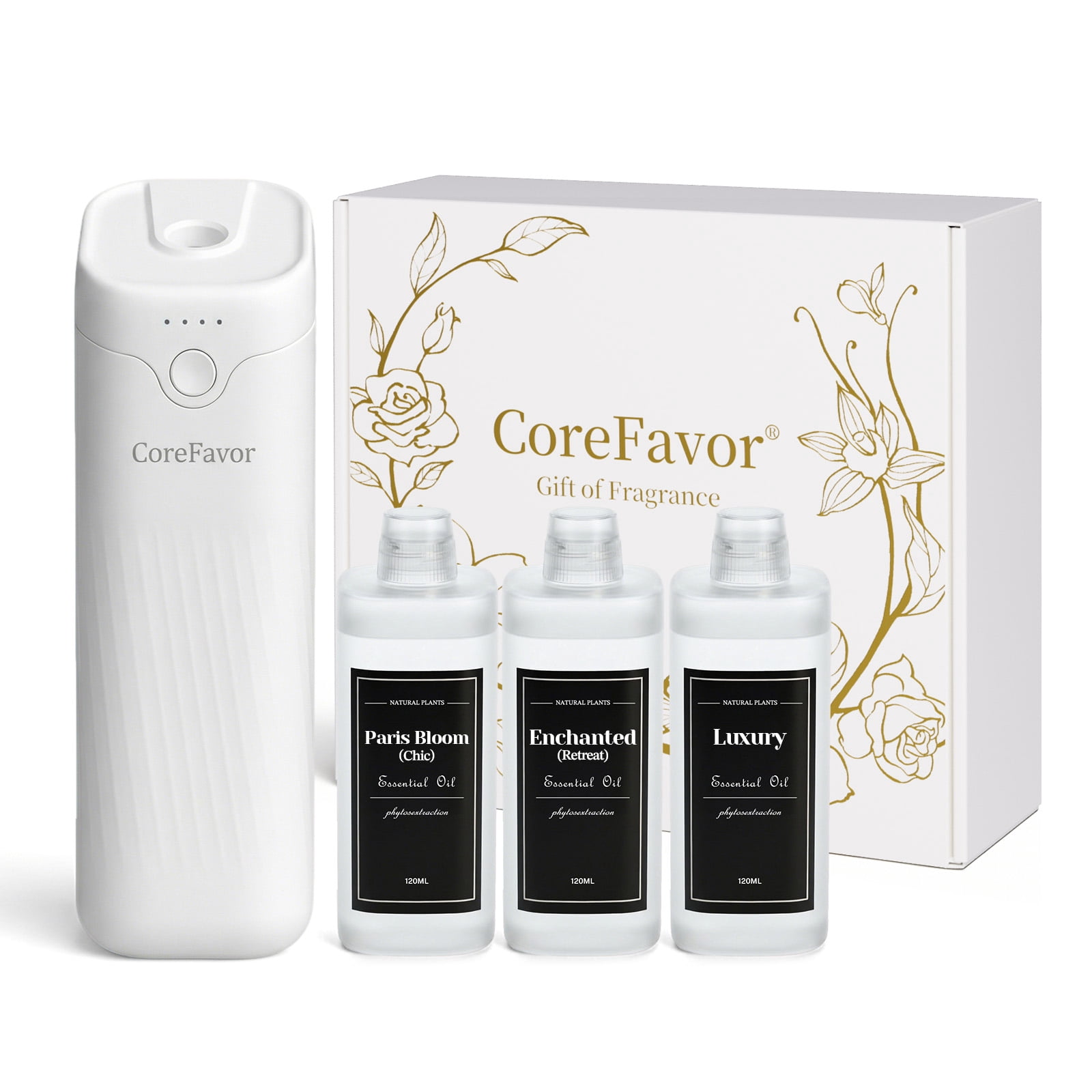 CoreFavor Waterless Essential Oil Diffuser with 3x120ml Oil ...