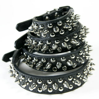 Punk Goth Metal Spike Studded Link Leather Collar Choker Necklace