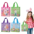 thumbnail image 1 of CoreLiving 1 Count Easter Basket Bulk Non-Woven Bags with Handle, Reusable Rabbit Bunny Goodie Bags, Happy Easter Treat Bags for Gifts, Party Favor Totes, 1 of 9