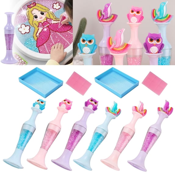 CoreLiving 1 Pack Diamond Art Pens Flower Pot Shaped Ergonomic Grip Point Drill Pen Rhinestone Picker Tool for Diamond Painting Kits Bead Dotting DIY Mobile Phone Case Nail Art Accessories Pink