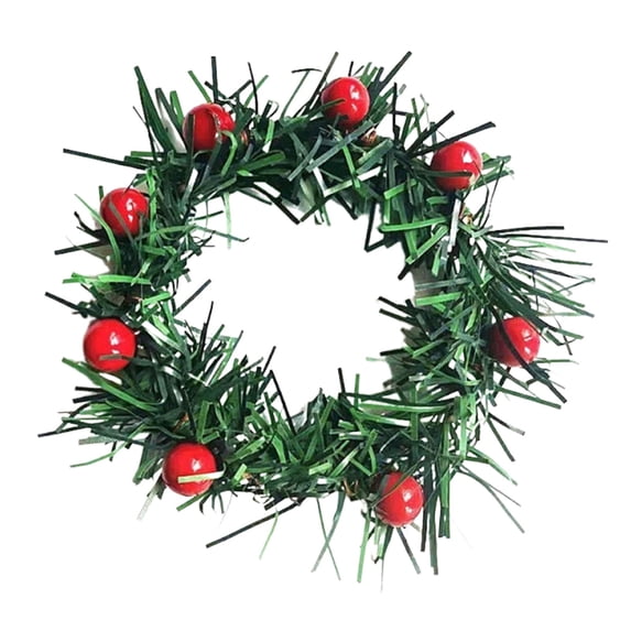 CoreLiving 1 Pc Small Artificial Red Berry Candle Rings Wreath, Festive Christmas Table Decoration for 3 Inch Pillar Taper Candles, Rustic Wedding Centerpiece