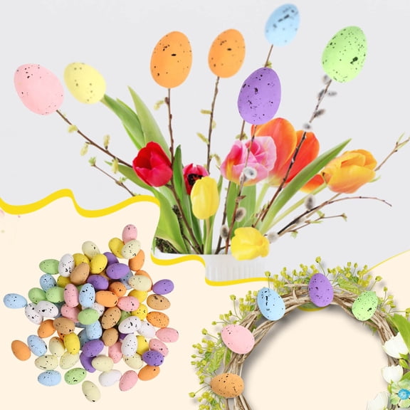 CoreLiving 100 Pcs Pastel Speckled Foam Mini Easter Eggs Decorative Craft Eggs for Spring Basket Fillers Vase Decor Home Centerpiece Accents