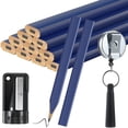 thumbnail image 1 of CoreLiving 12-Piece Heavy Duty Carpenter Pencils, 7-Inch Flat Octagonal Wood for Woodworking & Construction Marking, with Pencil Sharpener & Retractable Pull Pen Holder for Contractors, 1 of 8