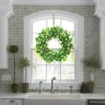 thumbnail image 1 of CoreLiving 15 Inch Faux Eucalyptus Wreath Artificial Green Wreath Round Fabric Greenery Arrangement All Season Wreath for Front Door Decor Indoor Outdoor Wall Window Farmhouse Decor, 1 of 7