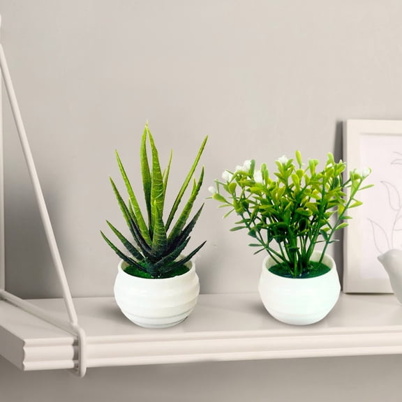 CoreLiving 2 Pack Small Artificial Eucalyptus Plants in Pots, Faux Indoor Potted Greenery for Farmhouse Bathroom Shelf Desk and Coffee Table Decor