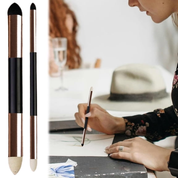 CoreLiving 2 Pieces Double Headed Sponge Blending Pen with Rub and Buff Tips Washable Sketch Rubbing Sponge Brush Reusable Blending Stump for Artist Highlight Shadow Detail Tool