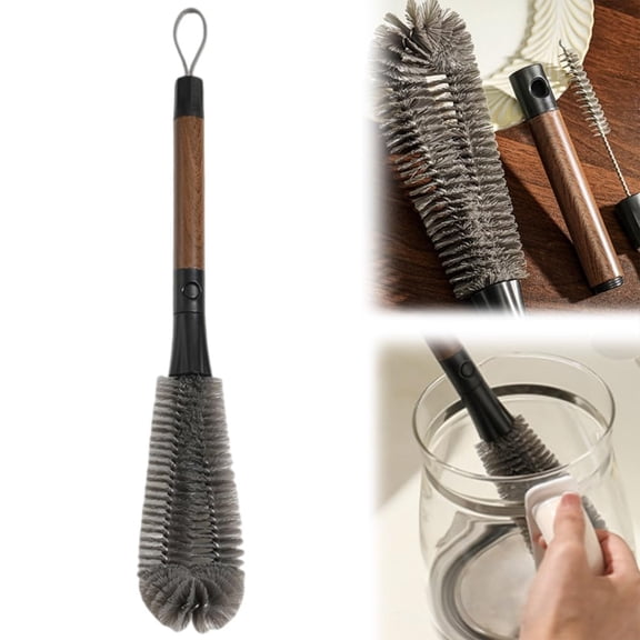 CoreLiving 2-in-1 Detachable Dual-Head Bottle Brush, Kitchen Dish Scrubber with Long Handle for Water Bottles, Juice Blenders and Cups, 1 Count