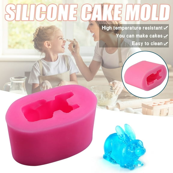 CoreLiving 3D Easter Bunny Silicone Mold for Baking Rabbit Shape Mousse Cake French Dessert Chocolate Pastry Pudding Jelly Baking Decoration Mold