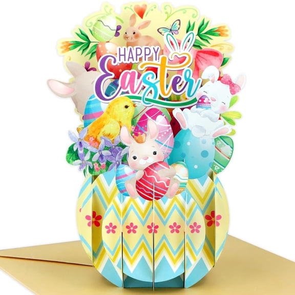 CoreLiving 3D Pop Up Easter Cards with Envelopes, Religious Happy Easter Greeting Card Assortment, Spring Popup Bunny Design, Religious Easter Blessings
