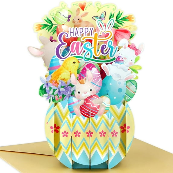 CoreLiving 3D Pop Up Easter Cards with Envelopes, Religious Happy Easter Greeting Card Assortment, Spring Popup Bunny Design, Religious Easter Blessings