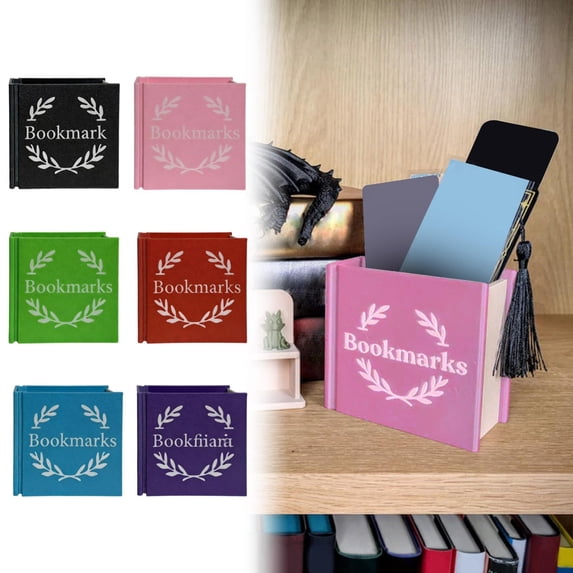 CoreLiving 3D Printed Bookmark Holder Book Shaped Desktop Storage for Bookish Gifts and Reading Lovers Essential Book Accessories and Metal Magnetic Book Markers Organizer in Matte Purple 1 Piece
