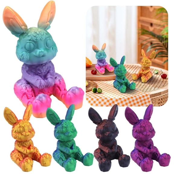 CoreLiving 3D Printed Bunny Rabbit Surprise Egg, Large Jumbo Easter Egg Alternative with Articulated Toy Inside, Fillable Plastic Egg for Easter Basket Stuffers, Spring Decor & Party Favors