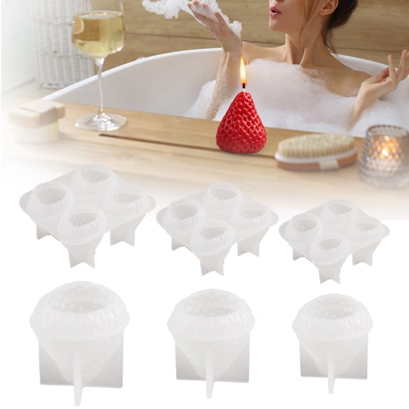 CoreLiving 3D Strawberry Silicone Mold, 4 Cavity Fruit Fondant and Chocolate Mold, Flexible Silicone Baking Tool for Summer Parties and DIY Crafting Projects