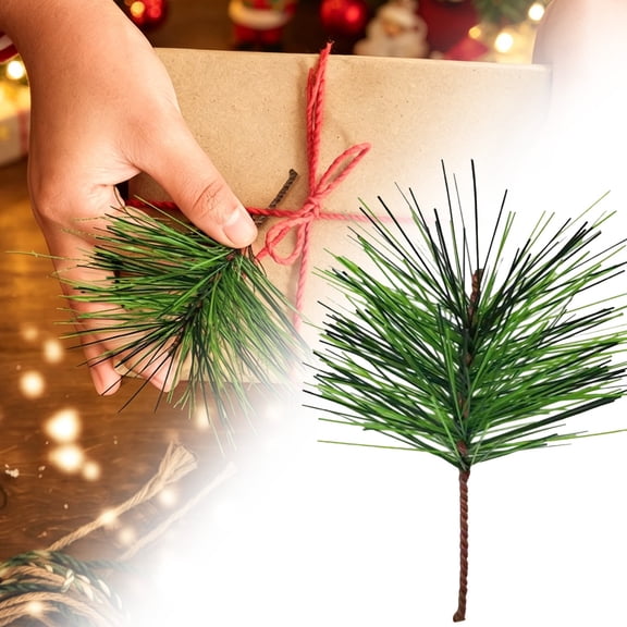CoreLiving 4 Inch Artificial Pine Needles Branches Faux Pine Picks Greenery Stems for Christmas Tree Wreaths Crafts Gift Wrapping Holiday Decor, Green, 1 Pack