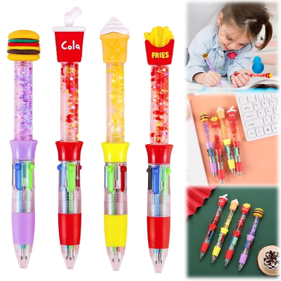 CoreLiving 4-in-1 Multicolor Ballpoint Pen Bulk Set, Smooth Writing Retractable Mini Pens in Assorted Colors, Cute Prefilled Office Supply Party Favors for Goodie Bags, 1-Pack