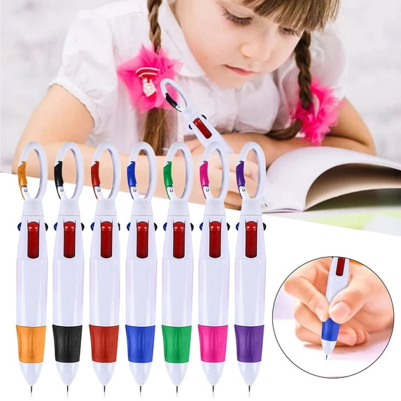 CoreLiving 4-in-1 Multicolor Pens, 1.0mm Retractable Ballpoint Pen Assorted Colors, Bulk Gifts with Carabiner Clip for Adults Party Favors Goodie Bag Stuffers