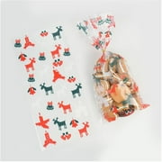 CoreLiving 50-Pack Christmas Cellophane Treat Bags, 5x10 Inch Gift Bags for Cookies & Candies, with Twist Ties for Holiday Party Favors, Gift Wrapping Supplies