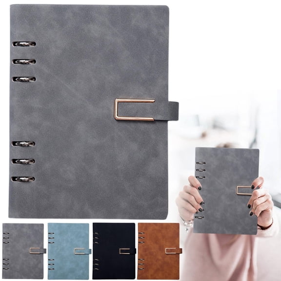 CoreLiving A5 Refillable Planner Notebook 6 Ring Genuine Leather Binder Journal with 100 Sheets Lined Paper, 8 Dividers, Inner Pockets, 6.8" x 9.1"