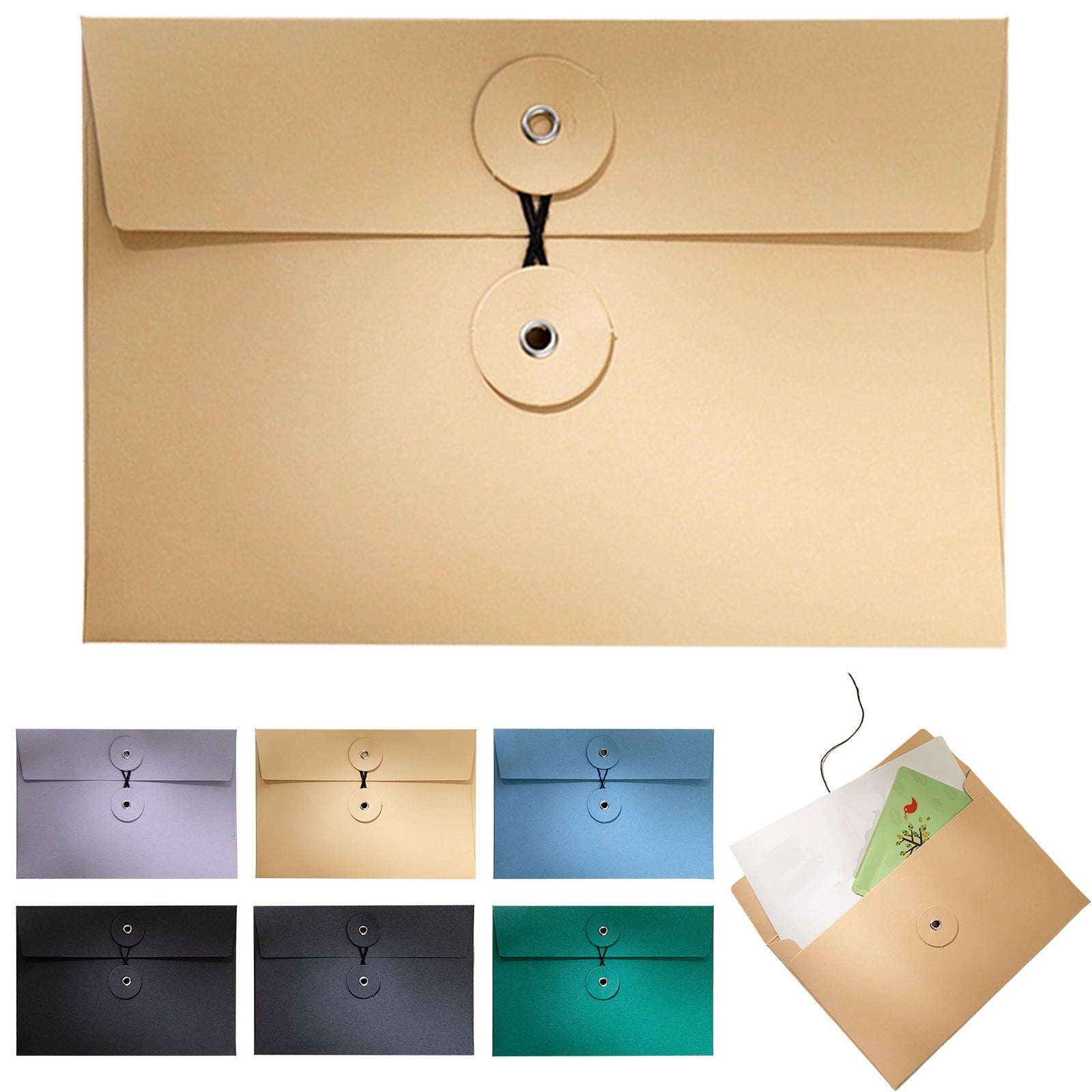 Document String Closure CoreLiving A6 Size Kraft Pocket Folder with String Closure File ...