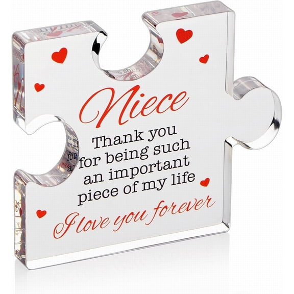 CoreLiving Acrylic Block Puzzle Paperweight Gift for Nieces - Custom Engraving, Birthday Christmas Graduation Present from Aunt Uncle - 1 Piece