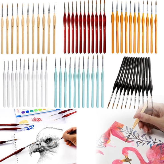CoreLiving Acrylic Paint Brushes 11 Piece Set, Fine Paint Brushes for Detail Work with Small Thin Tips, Miniature Brushes for Watercolor Oil Painting & Model Art
