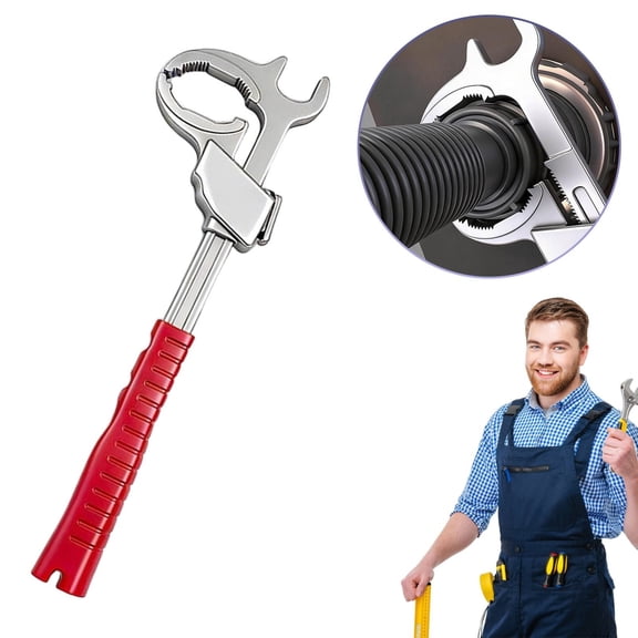 CoreLiving Adjustable Double-Ended Basin Wrench, Heavy-Duty Multifunctional Plumbing Tool for Sink Faucet and Tub Drain Repair, Professional Pipe Wrench, 1 Piece