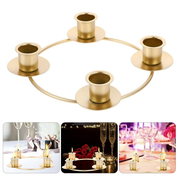 CoreLiving Advent Wreath Candle Holder, Advent Wreath Ring & Christmas Candle Holder for Taper Candles, Metal Wrought Iron Candlestick for Home Table Decor
