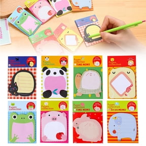 CoreLiving Animal Sticky Notes, Cute Mini Memo Pads Bundle, Kawaii Cartoon Fun Office Supplies for Desktop Organization, Transucent See Through Note Pages