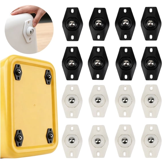 CoreLiving Appliance Casters Self Adhesive Mini Caster Wheels for Furniture Sliders Kitchen Appliances and Storage Bins 8 Pack Swivel Roller Set