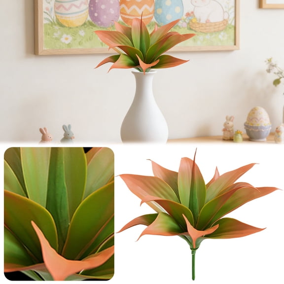 CoreLiving Artificial Agave Plant, Large UV Resistant Fake Succulent for Outdoor and Indoor Decor, Realistic Tropical Greenery in Red Decorative Planter for Porch