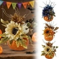 thumbnail image 1 of CoreLiving Artificial Pumpkins Large 9.8 Inch Fake Pumpkin Decor, Fall Harvest Thanksgiving Tables Centerpieces with Sunflower Maple Leaf Berries Decorations, 1 of 8