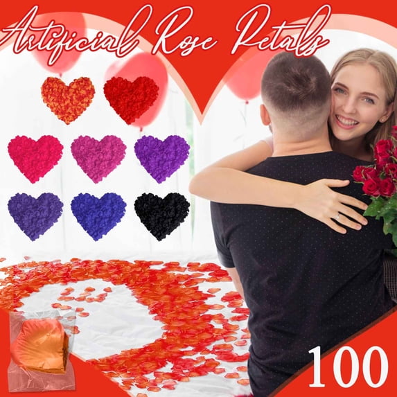 CoreLiving Artificial Rose Petals Decorative Faux Flowers for Wedding Aisle, Romantic Bedroom Decor, Light Blue Polyester Scatter Petals, 100 Count