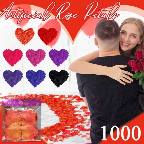 CoreLiving Artificial Rose Petals Decorative Purple Fake Flowers for Quinceanera Banquet, Large Bulk Wedding Centerpieces, Polyester Scatter Petals, 1000 Pcs