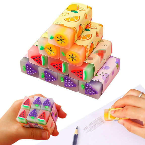 CoreLiving Assorted Animal and Food Erasers Bulk Pack, Cute Mini Desk Pets for Classroom Prizes, Fun Collectible Novelty Erasers for Students, Easter Basket Stuffers Party Favors, 10 Count