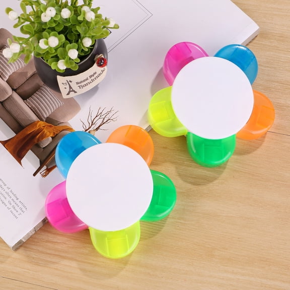 CoreLiving Assorted Colors 5-in-1 Flower Shape Highlighter Pens No Bleed, Watercolor Bible Highlighters with Pastel Fluorescent Ink for Journaling, Note Taking, Planner & Office Supplies, 2 Count