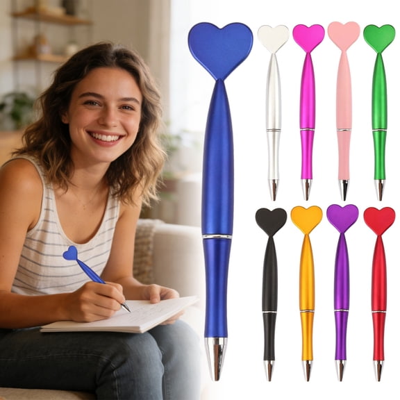 CoreLiving Ballpoint Pens Heart Shaped Gel Ink Pens 1.0 mm Black Rolling Spin Pens Smooth Writing Pens for Journaling Office Stationery Essentials