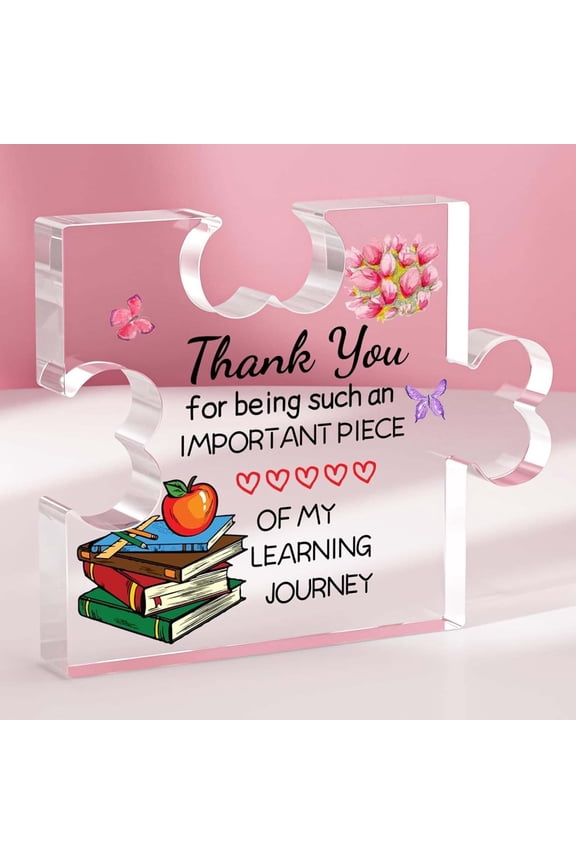 Best Teacher Gifts - Unique Personalized Teacher Appreciation Gifts - Engraved Acrylic Thank You Puzzle - Heartwarming Small Gift Ideas for Teachers, Women Men, Student or Daycare