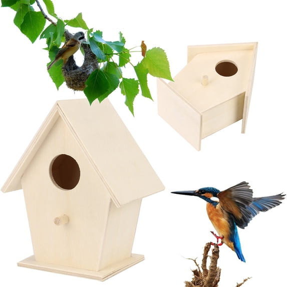CoreLiving Bird Houses for Outside with Predator Guard Carbonized Wooden Nesting Boxes for Bluebird Wren Swallow Finch Sturdy Outdoor Birdhouse Easy to Clean