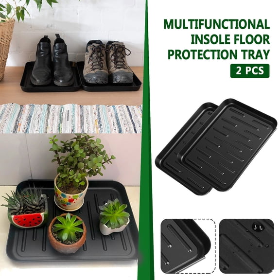 CoreLiving Boot Tray Large Shoe Tray for Entryway, Waterproof Plastic Shoe Mat with Raised Edge Design, Indoor Outdoor Mud Mat for Boots Plants Pets 2 Pack