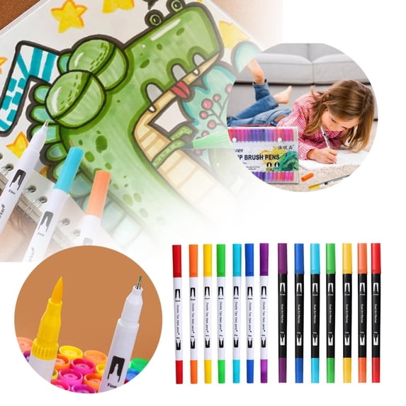 CoreLiving Brush and Fine Tip Markers, 24 Dual Pen Set for Adult Coloring Books, Alcohol Based Art Markers for No Bleed Coloring, Sketching, Illustrating, Journaling and Calligraphy Projects