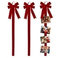 thumbnail image 1 of CoreLiving Christmas Card Holder Display and Hanging Wall Decor, Red Velvet Bow Photo Display for Xmas Home Party Door Window Seasonal Decoration, 1 of 6