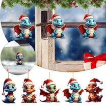 CoreLiving Christmas Dragon Ornaments for Tree, Set of Cute Cartoon Dragon Baby Decorations, 3.15 Inch Glossy Acrylic Holiday Decor for Indoor Home Xmas Gifts