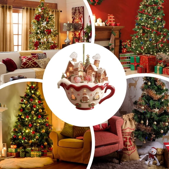 CoreLiving Christmas House Ornaments Featuring Gingerbread House Ornament in Pastel - Festive Holiday Decoration for Indoor and Outdoor Use on Tree, Mantel, Backpack Seasonal Decor
