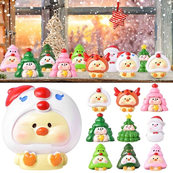 CoreLiving Christmas Pink Tree Pig Figurine Holding Yellow Star, Cute Mini Resin Craft for Micro Landscape & Party Decor, Holiday Gift, Pink, 1 Pack
