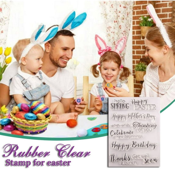CoreLiving Clear Stamps for Card Making Easter Blessings Hello Spring Sentiments Designs for Scrapbooking Journals Photo Albums DIY Craft Decorations