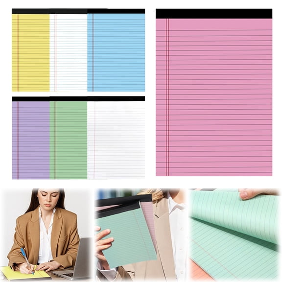 CoreLiving Colored Legal Pads 8.5 x 11, College Ruled Note Pads for Office, Premium Micro Perforated Writing Pads, Lined Paper Notebook for To-Do List, 50 Sheets, 4 Pack