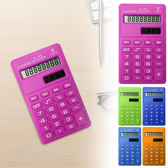 CoreLiving Compact Basic Calculator for Desk with 8-Digit Large LCD Display, Solar and Battery Hybrid Power, Standard Function for Office Accounting and Home Financial Tasks